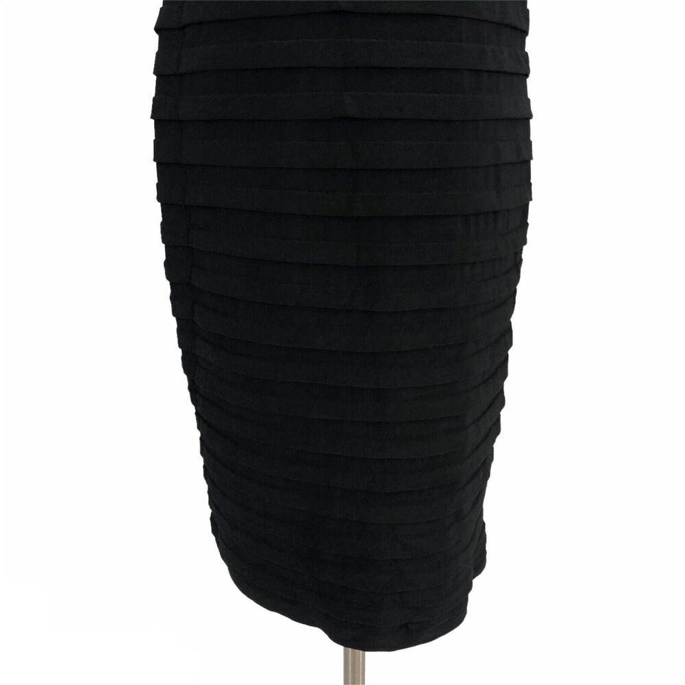 Scarlett Elegant Evening Sheath Dress Knee Length Ruched Boat Neck Sz 6 Black - Picture 6 of 10